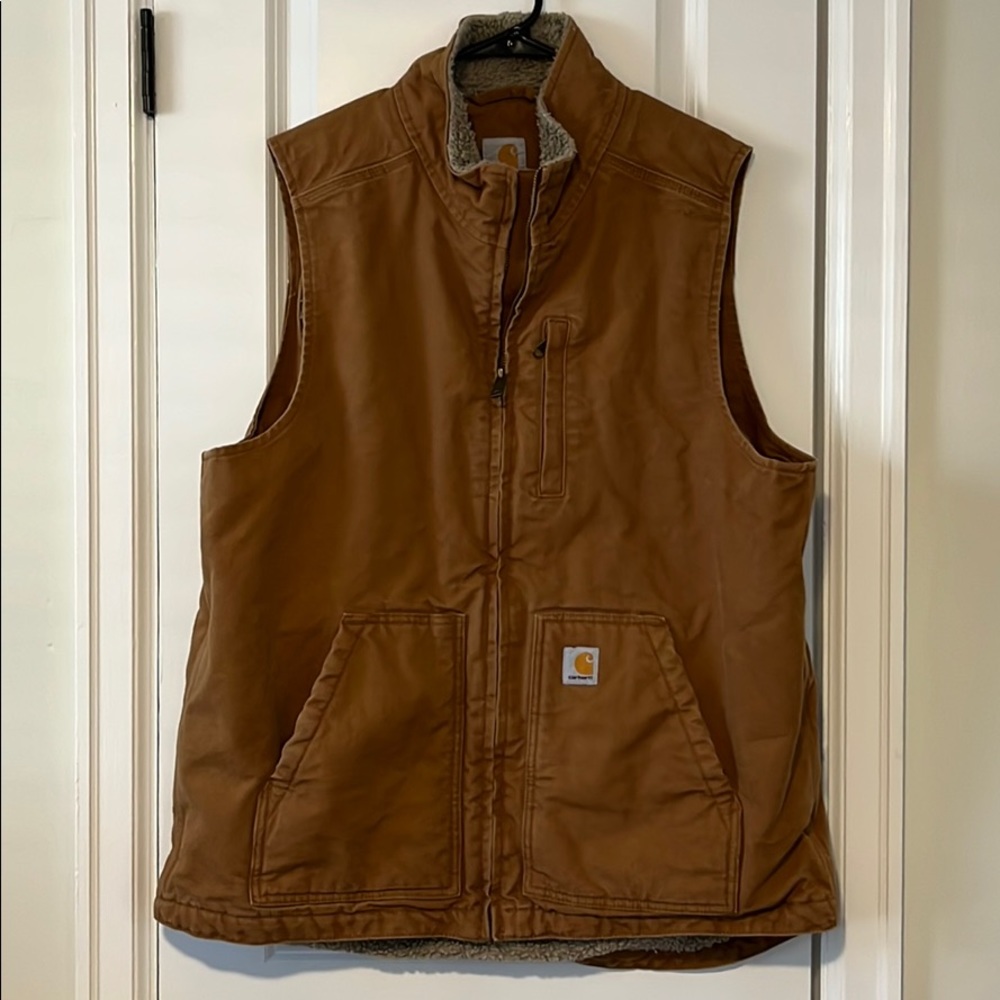 MENS LARGE TALL CARHARTT VEST FLEECE LINED